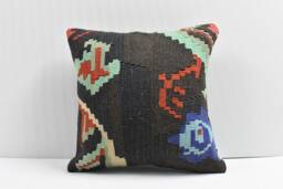 "Turkish Kilim Pillow Cover Handwoven Wool Home Decor - 15.4"" X 15.4" - thumbnail 1