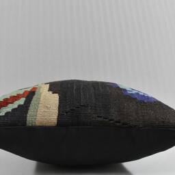 "Turkish Kilim Pillow Cover Handwoven Wool Home Decor - 15.4"" X 15.4" - thumbnail 4