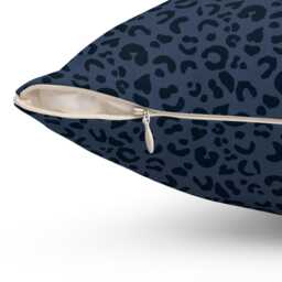 Square Throw Pillow, Leopard Print, Tonal Navy Blue, Safari Jungle Decor, Animal Modern Bold, Boho Accent Cushion, Cheetah Print - thumbnail 2