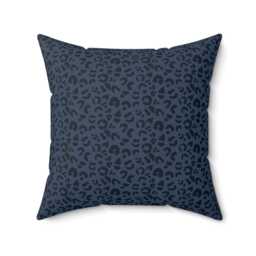 Square Throw Pillow, Leopard Print, Tonal Navy Blue, Safari Jungle Decor, Animal Modern Bold, Boho Accent Cushion, Cheetah Print - thumbnail 1