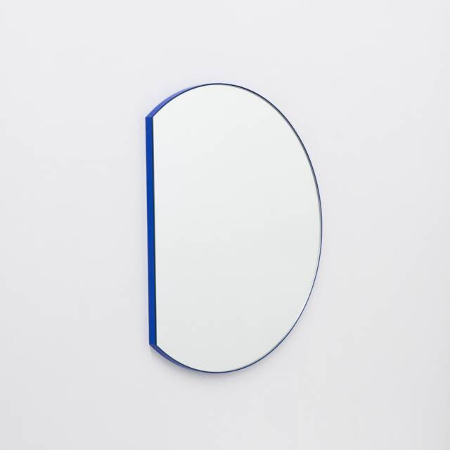 Orbis Trecus??? Cropped Circular Modern Mirror With Blue Frame - image 1
