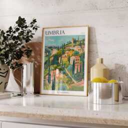 Umbria Italy Travel Poster Vintage Italian Wall Art - thumbnail 2