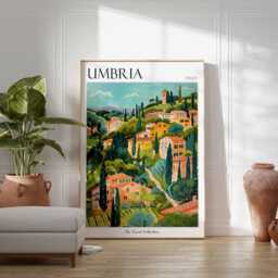 Umbria Italy Travel Poster Vintage Italian Wall Art - thumbnail 3