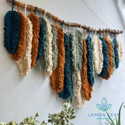Rustic Macrame Feather Wall Hanging Boho Home Decor - 40x27.5 Inches - thumbnail 4