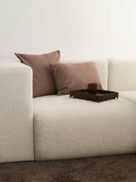 Linen Boho Throw Pillow Cover, Biscuit Color Handmade Case, Hidden Zipper, Soft High Quality Cushion Cozy Decor - thumbnail 1