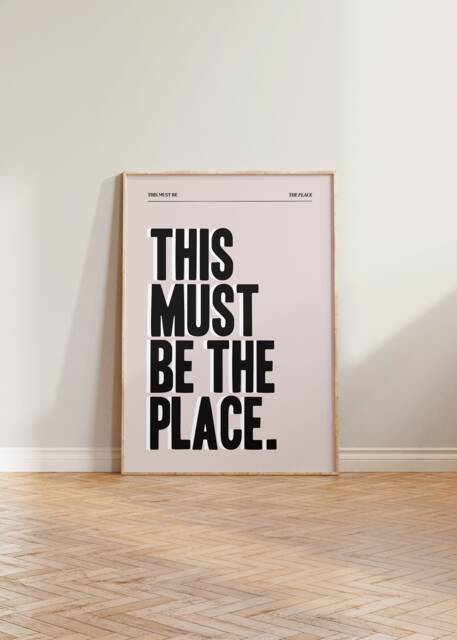 This Must Be The Place Print, Typographic Poster, Bright Typography Wall Art, Hallway Prints, Bold Pink Living Room Colourful - image 1