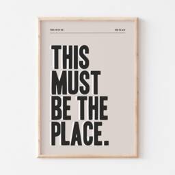 This Must Be The Place Print, Typographic Poster, Bright Typography Wall Art, Hallway Prints, Bold Pink Living Room Colourful - thumbnail 3