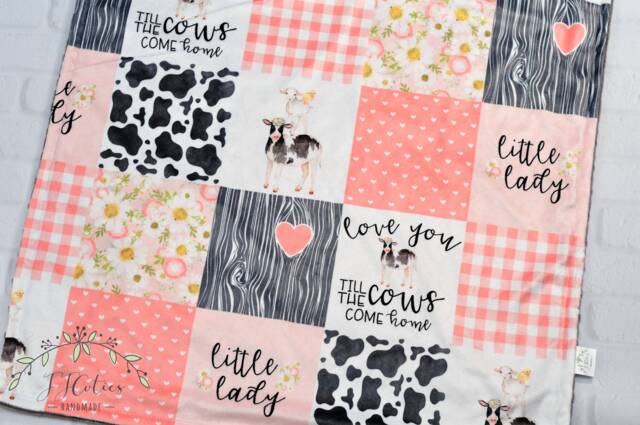 Personalized Baby Blanket Farm-Personalized Farm Animal Blanket - Cow Hen Chicken Pig Blanket-Farm Animal Nursery - image 1