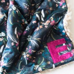 Floral Minky Lovey Boho Baby Security Blanket, Faux Fur Back - thumbnail 4