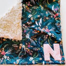 Floral Minky Lovey Boho Baby Security Blanket, Faux Fur Back - thumbnail 2