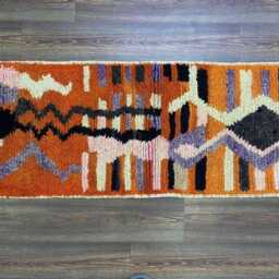 Orange Moroccan Runner Rug 2x12 Authentic Berber Wool - thumbnail 3