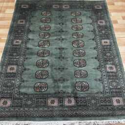4.6x5.6 Sea Green 3 Ply Bokhara Rug - 1.40x2.00 Triple Pile Bedroom Turkish Extra Thick Afghan - thumbnail 2