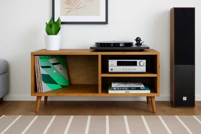 Handmade Solid Wood Record Player Stand Vinyl Storage Sideboard - image 1