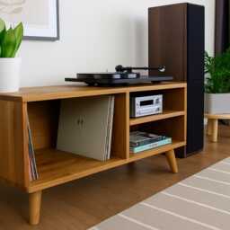 Handmade Solid Wood Record Player Stand Vinyl Storage Sideboard - thumbnail 3