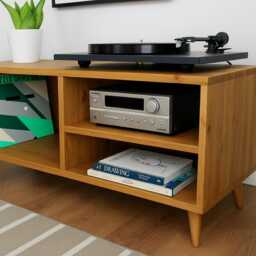 Handmade Solid Wood Record Player Stand Vinyl Storage Sideboard - thumbnail 2