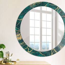 Malachite Green Marble, Green, Round Mirror Frame, Wedding Gift, Decorative Wall, Bathroom - thumbnail 3