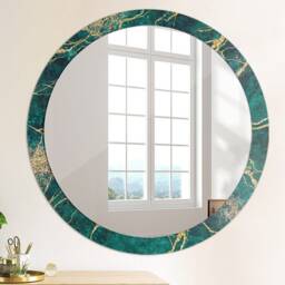 Malachite Green Marble, Green, Round Mirror Frame, Wedding Gift, Decorative Wall, Bathroom - thumbnail 4