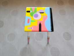Yellow Resin Coffee Table Funky Modern Art, Painted Legs - thumbnail 1