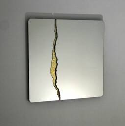 Fracture??? Handcrafted Square Mirror With Polished Bronze Fracture Detail - thumbnail 1