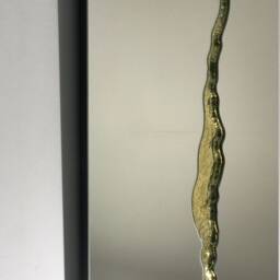 Fracture??? Handcrafted Square Mirror With Polished Bronze Fracture Detail - thumbnail 2