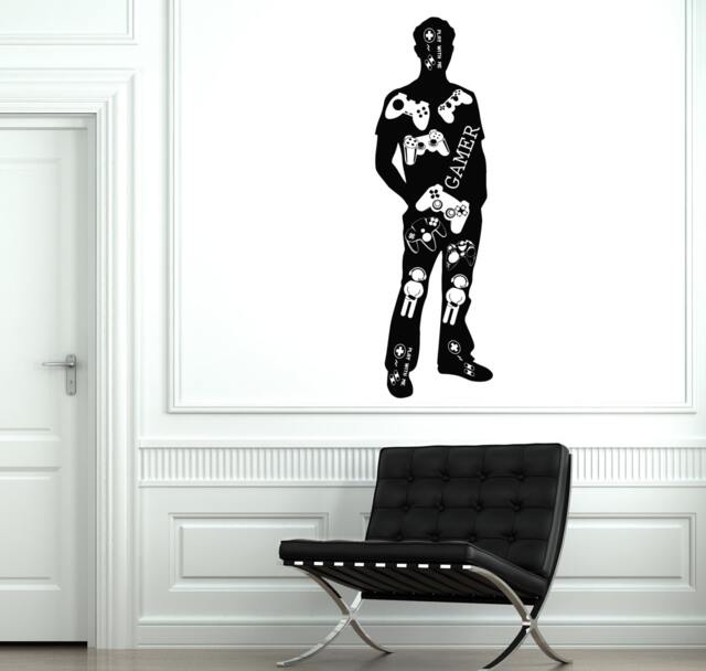 Wall Art Mural Gamer Man Computer Notebook Laptop Gaming Decal 1911Di - image 1