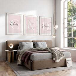 Personalised Couple Prints, Couple Initials, Couple Names, Bedroom Decor, Set Of 3 Gift, Bedroom Prints, Above Bed, Bedroom Wall Art - thumbnail 2