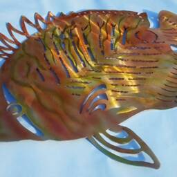 Metal Fish Wall Art, Butterfly Fish, Outdoor Angelfish Decor, Aluminum Ocean Beach House Pool Deck Art - thumbnail 2