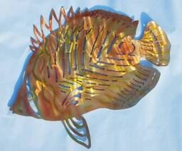 Metal Fish Wall Art, Butterfly Fish, Outdoor Angelfish Decor, Aluminum Ocean Beach House Pool Deck Art - thumbnail 1