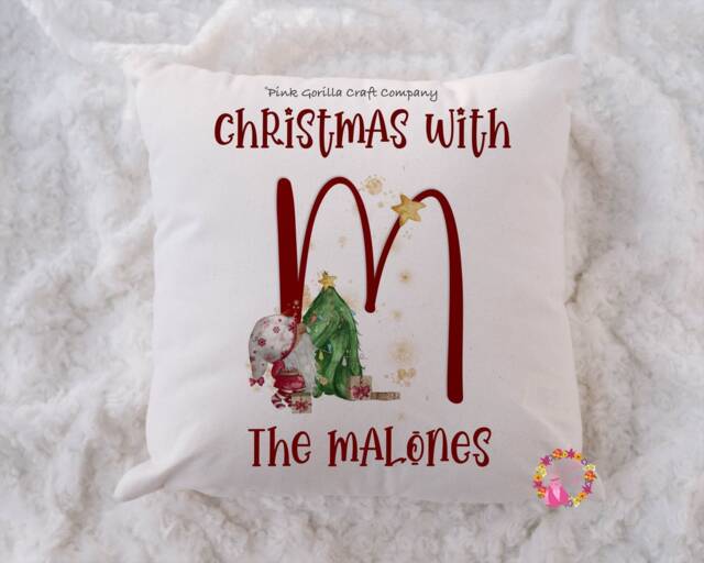 Christmas Cushion, 1st Christmas, Gift, Decoration, Gnome Cushion, Children's Family Mr & Mrs - image 1
