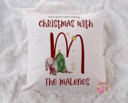 Christmas Cushion, 1st Christmas, Gift, Decoration, Gnome Cushion, Children's Family Mr & Mrs - thumbnail 1