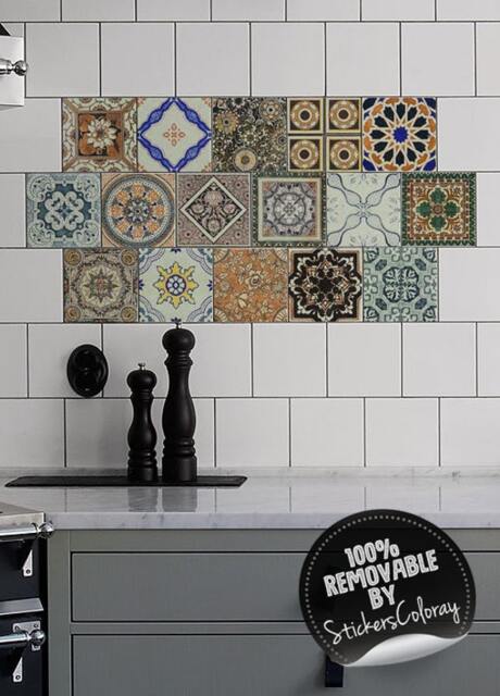 Spanish Talavera Tile Decals, Pack Of 24, Traditional Decor, Backsplash Decal, Removable, Peel & Stick, Ceramic #14T - image 1