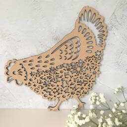 Farmhouse Chicken Wall Art Wooden Coop Sign With Floral Design - thumbnail 3