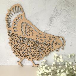Farmhouse Chicken Wall Art Wooden Coop Sign With Floral Design - thumbnail 2