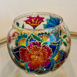 Glass Candle Holders Floral Hand Painted Personalized Holder Special Gift Candleholders - thumbnail 2