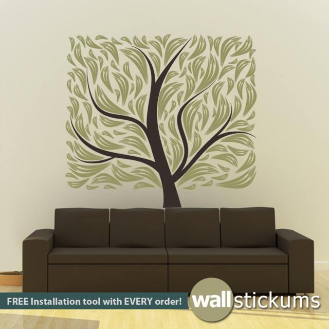 Tree Wall Decal Modern Trendy Square Design Living Room Bedroom Decor - image 1
