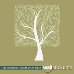 Tree Wall Decal Modern Trendy Square Design Living Room Bedroom Decor - thumbnail 2