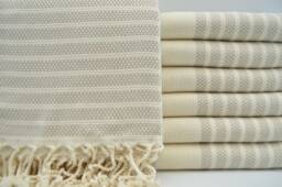 "Turkish Towel, Peshtemal Towel, Beach Towel, Beige & Cream Towel, 40""x70"