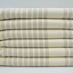 "Turkish Towel, Peshtemal Towel, Beach Towel, Beige & Cream Towel, 40""x70" - thumbnail 2