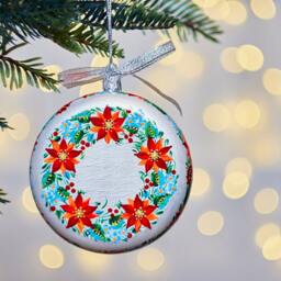 Cardinal Christmas Ornament, Red Bird Memorial Hand Painted Ukrainian Decor, Personalized Remembrance Father Loss Gift - thumbnail 2