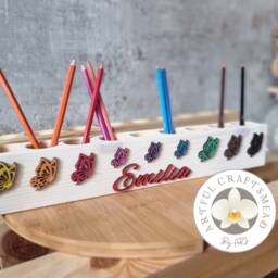 Personalised Wooden Pencil Holder Kids Desk Name Organizer Rainbow Butterfly Pen Stand - thumbnail 3