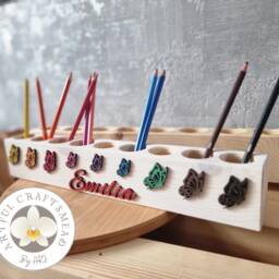 Personalised Wooden Pencil Holder Kids Desk Name Organizer Rainbow Butterfly Pen Stand - thumbnail 2