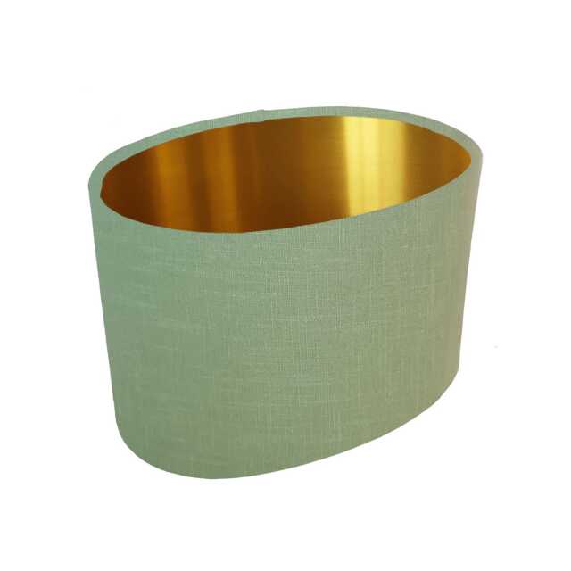 Sage Green Oval Lampshade in Linen With Gold Lining - image 1