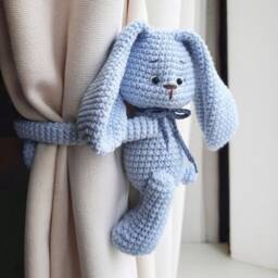 Bunny Curtain Tie Back Crochet Bunny Tiebacks Baby Nursery Decor Nursery Animal Baby Shower - thumbnail 3
