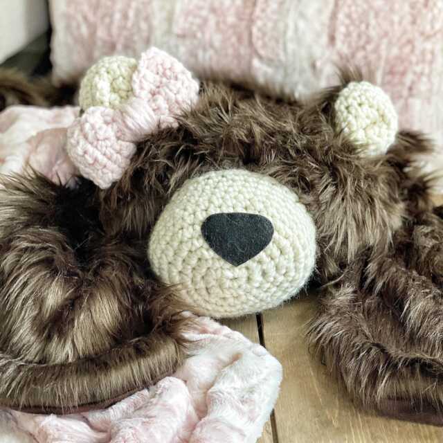 Brown Bear Rug in Faux Fur For Forest Animal Nursery - image 1