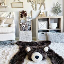 Brown Bear Rug in Faux Fur For Forest Animal Nursery - thumbnail 4