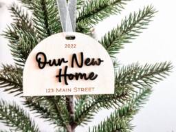 Our New Home Christmas Ornament 2025 - Personalized Gift Realtor Closing Address - thumbnail 1