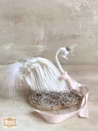 Fairytale Paper Swan With Crown On Wood Base & Moss , Cake Topper Nursery Decor Children's Room Decor, Ballet Party