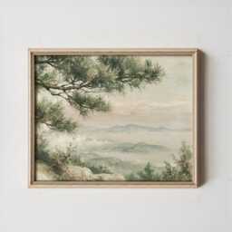 Mountain Meadow Poster, Pine Landscape Print, Nature Wall Art, Paper - thumbnail 3