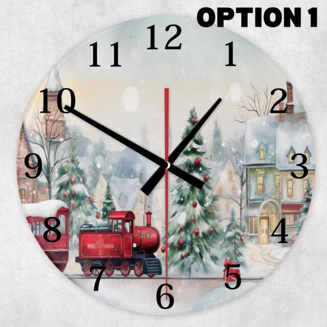 Vintage Christmas Town Wall Clock - Glass, Silent, 20cm & 30cm - image 1