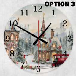 Vintage Christmas Town Wall Clock - Glass, Silent, 20cm & 30cm - thumbnail 3